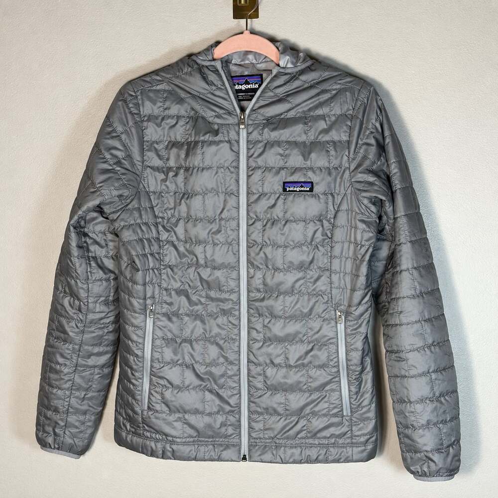 Patagonia W's Nano Puff Hoody Lightweight Quilt Jacket Puffer Zip Gray M